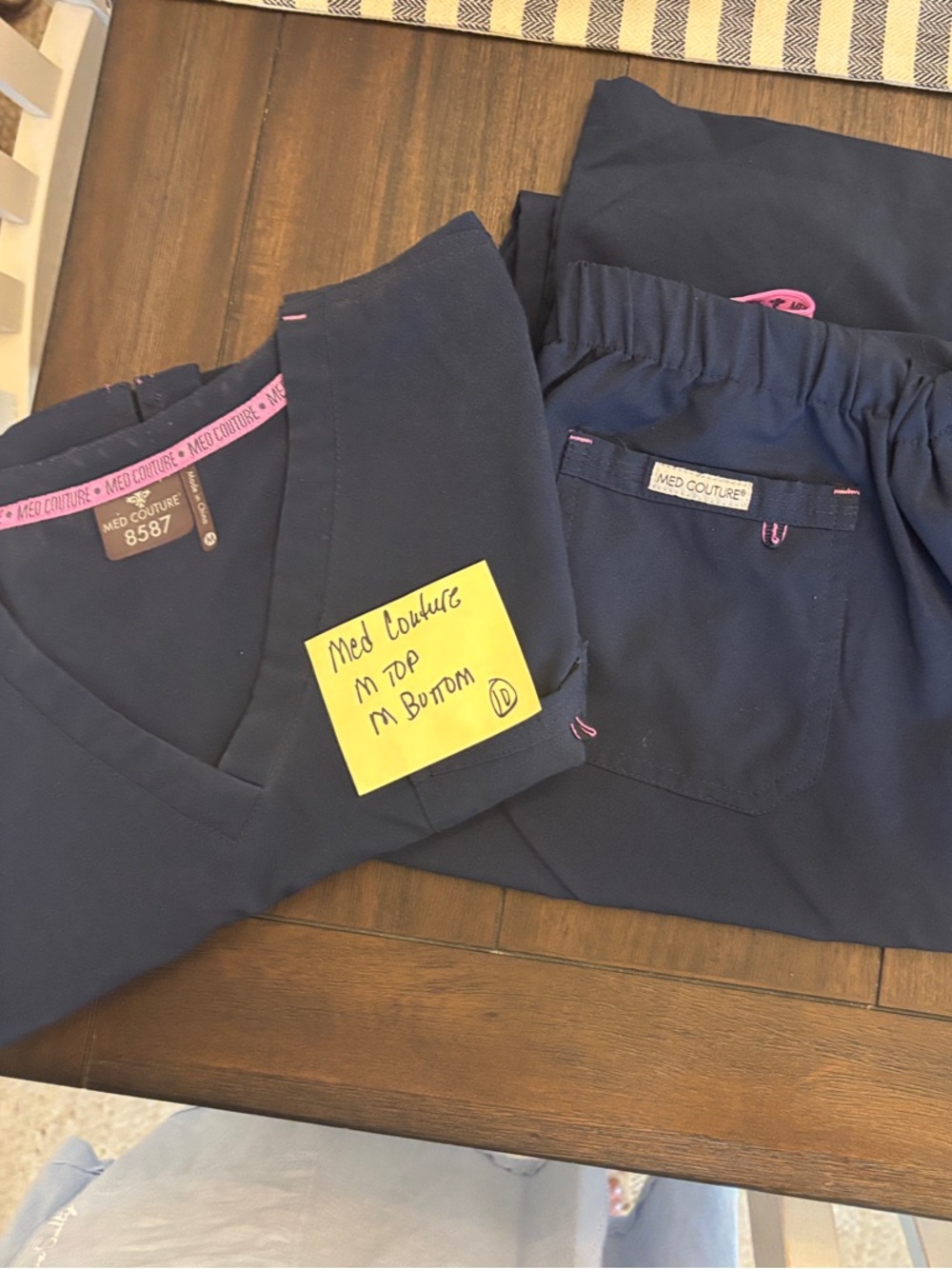 Med Couture womens Navy Blue Scrub Set - Top & Bottom